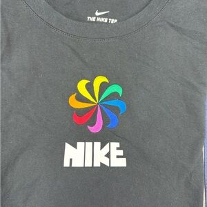 Nike Black Tee with Multicolor Swirl Logo